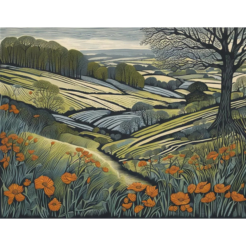 «Amber Bloom Hills», art sur toile, H 24 po x l 36 po