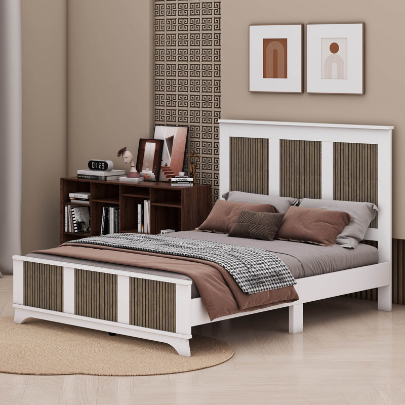 Lit plateforme en bois Farmhouse Modern, Full, White