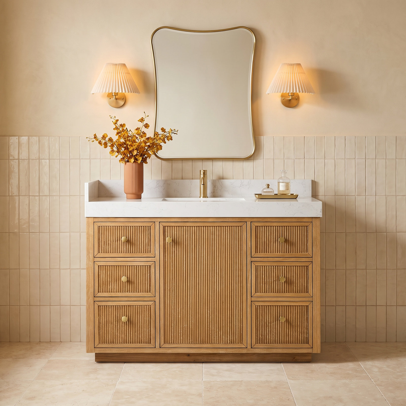 Thea 48" Single Bathroom Vanity, Fir Wood Brown