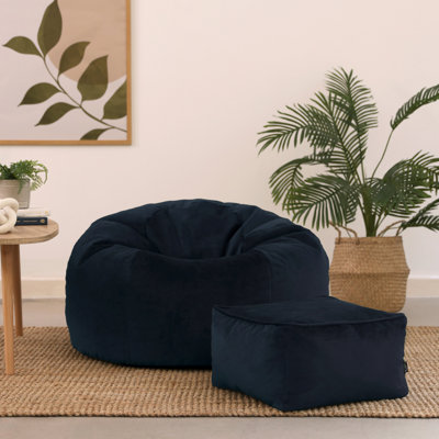 Kingston Velvet Bean Bag and Square Footstool