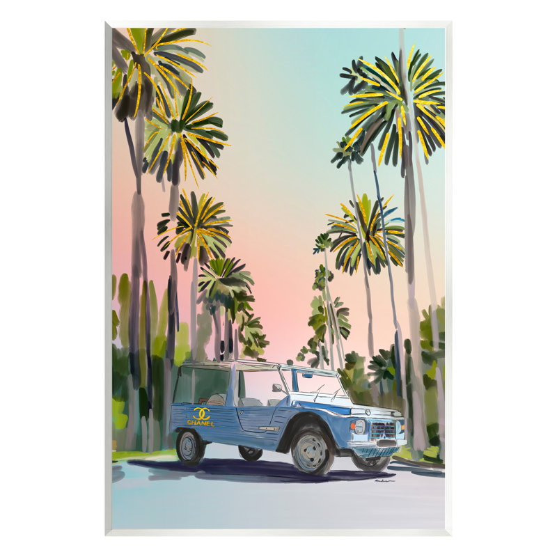 Glam Tropical Truck Art Print on MDF Wood