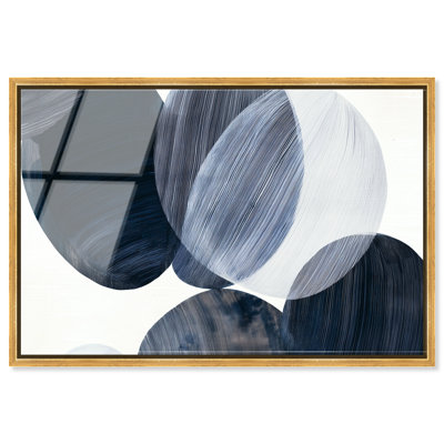 Art mural encadré «Overlaping Blues I» par Art Remedy, cadre doré, 54 x 36