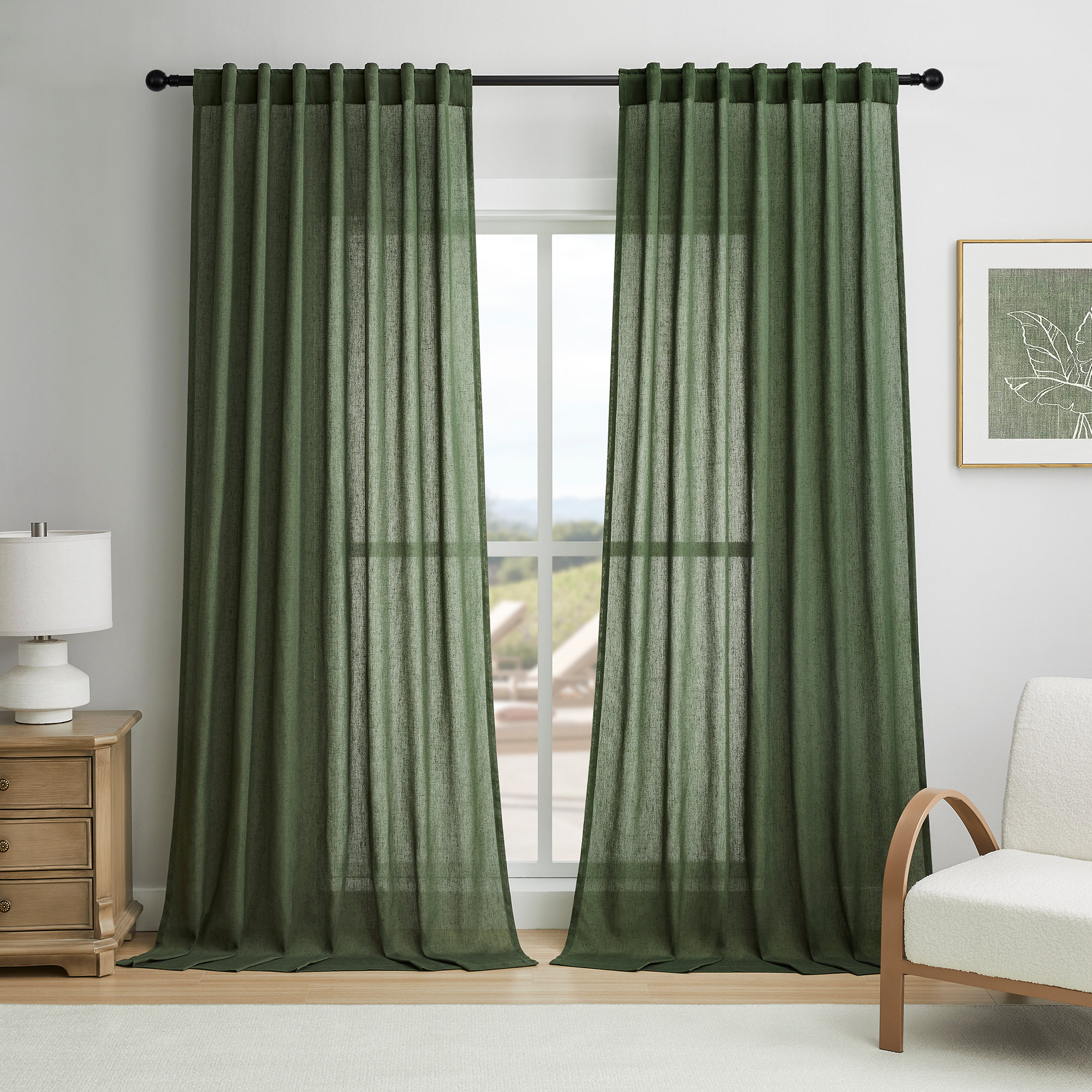 Latitude Run® Draycott Semi Sheer Back Tab Curtain Panel Pair(Set of 2 ...