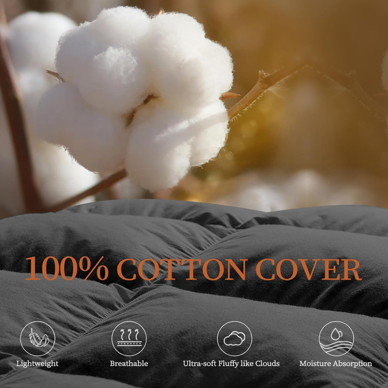 780+ Fill Power Goose Down and Feather Twin Size - Grey All Season Comforter Duvet Insert With Tabs