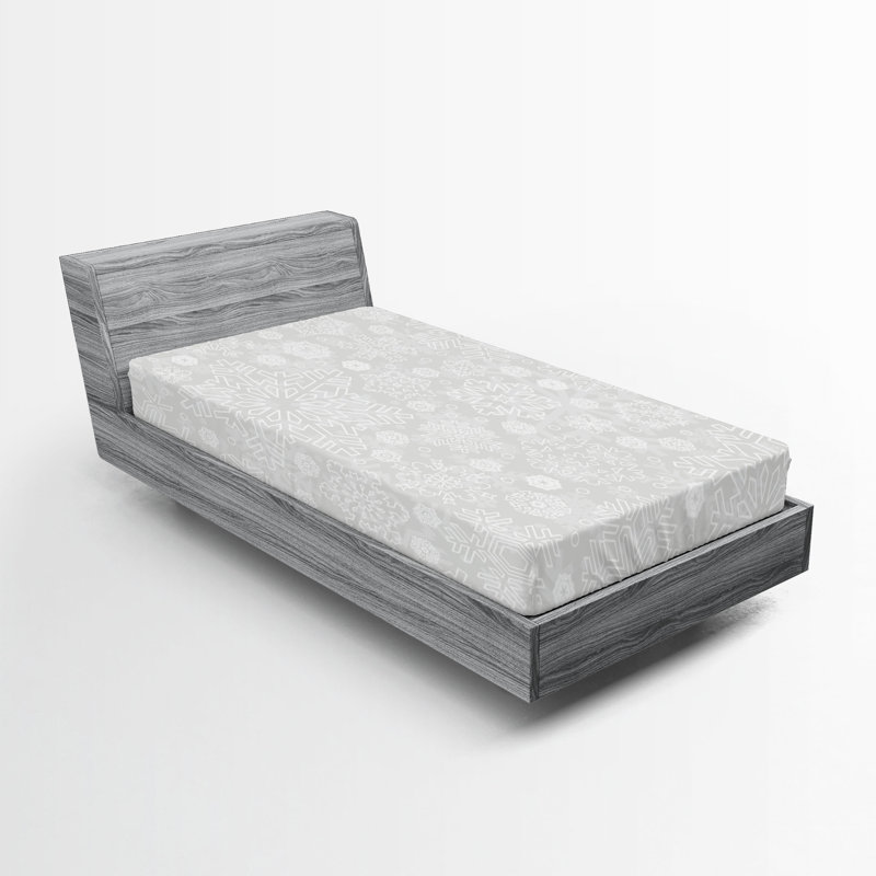 Drap-housse Ambesonne, paquet de 2, Drap-housse simple TG, Gris / motif floral blanc 2