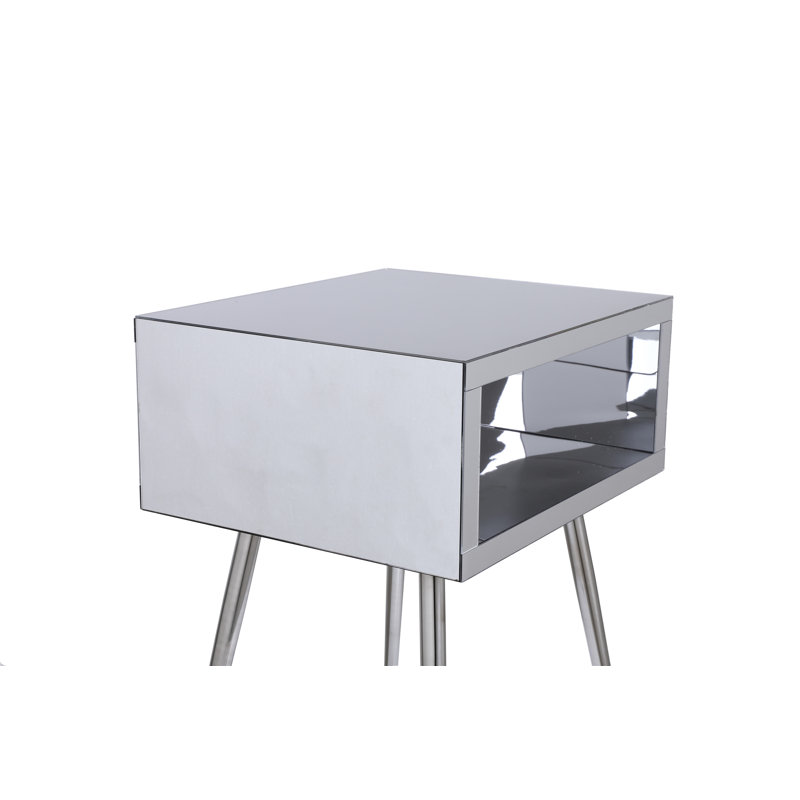 Table de chevet en acier inoxydable, Argent