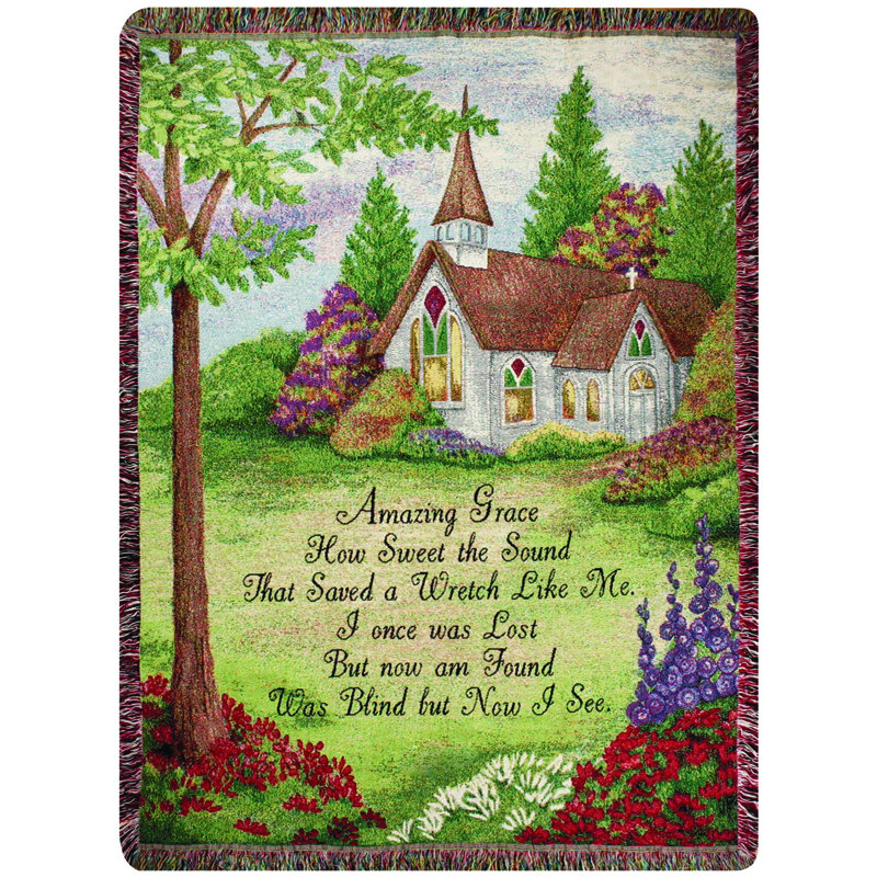 Manual Woodworkers & Weavers Amazing Grace Faith Design Cotton Religious Tapestry Throw 50 x 60 Inch
