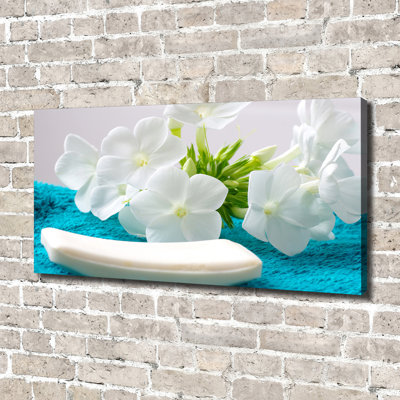 White Spa Flowers - Wrapped Canvas Print