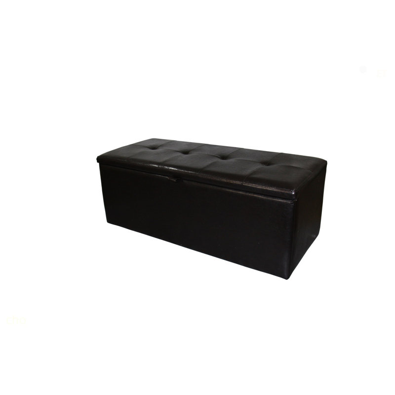 Banc de rangement rembourré en cuir de 18,5 po de hauteur, brun