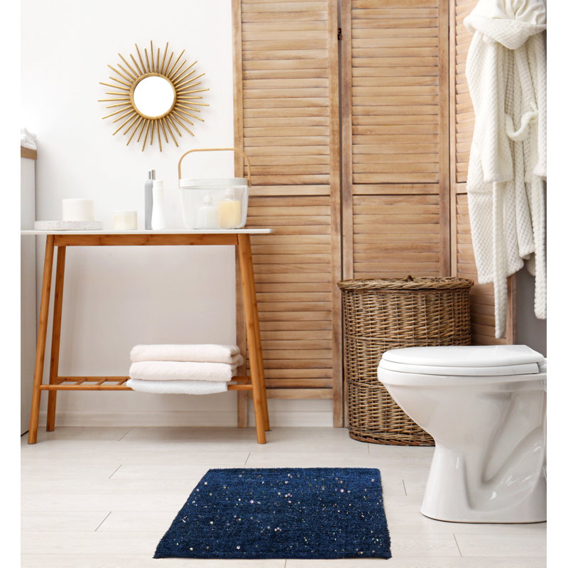 Twinkle Polyester Blend Non-Slip Shower mat, Navy