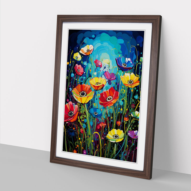Wildflowers Pop - Framed Print, 34cm H x 25cm W x 2cm D, Walnut