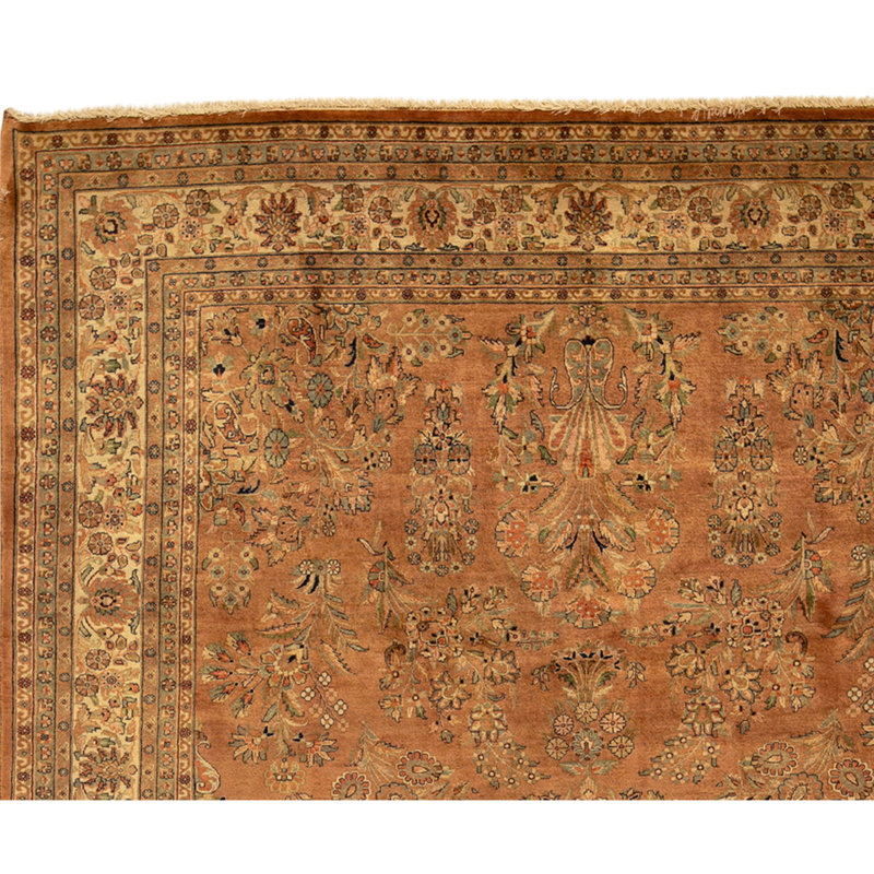 Hand Knotted Wool Area Rug in Cream