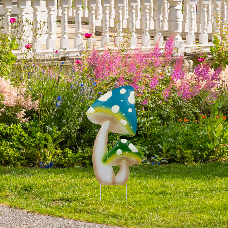 Statue de jardin double champignon