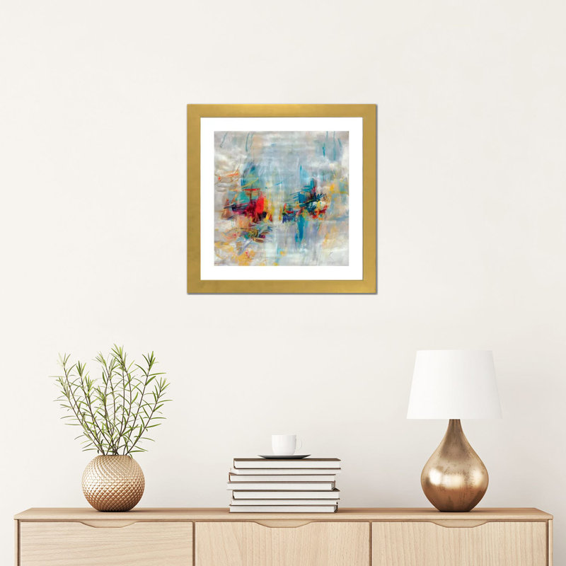 " New Decade " by Julian Spencer, White, 16" H x 16" W x 1" D, Gold Paper