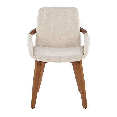 Chaise en bambou noyer et tissu crème