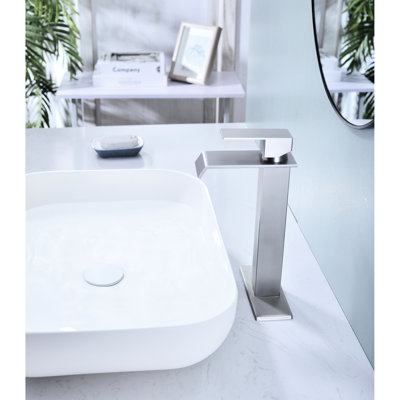Waterfall Spout Bathroom Faucet With Pop-Up Drain In Matte Black, Stainless Steel For A Remodel Sink Drain, Black Finish Graceful
