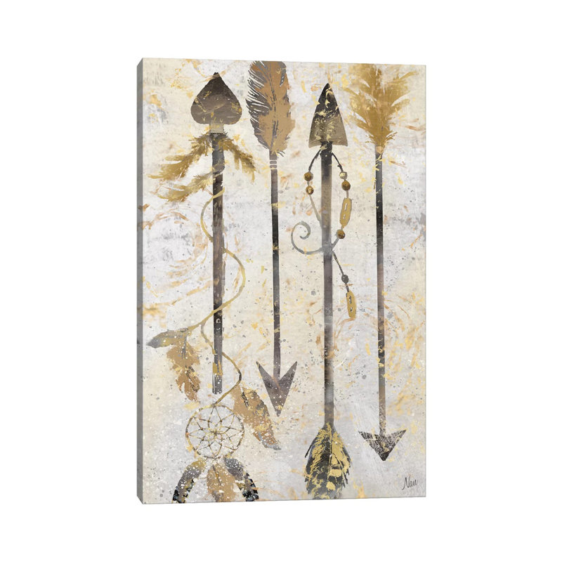«Tribal Arrows» - Impression sur papier avec cadre flottant, H 18 po x l 12 po x 1,5 po, Toile tendue