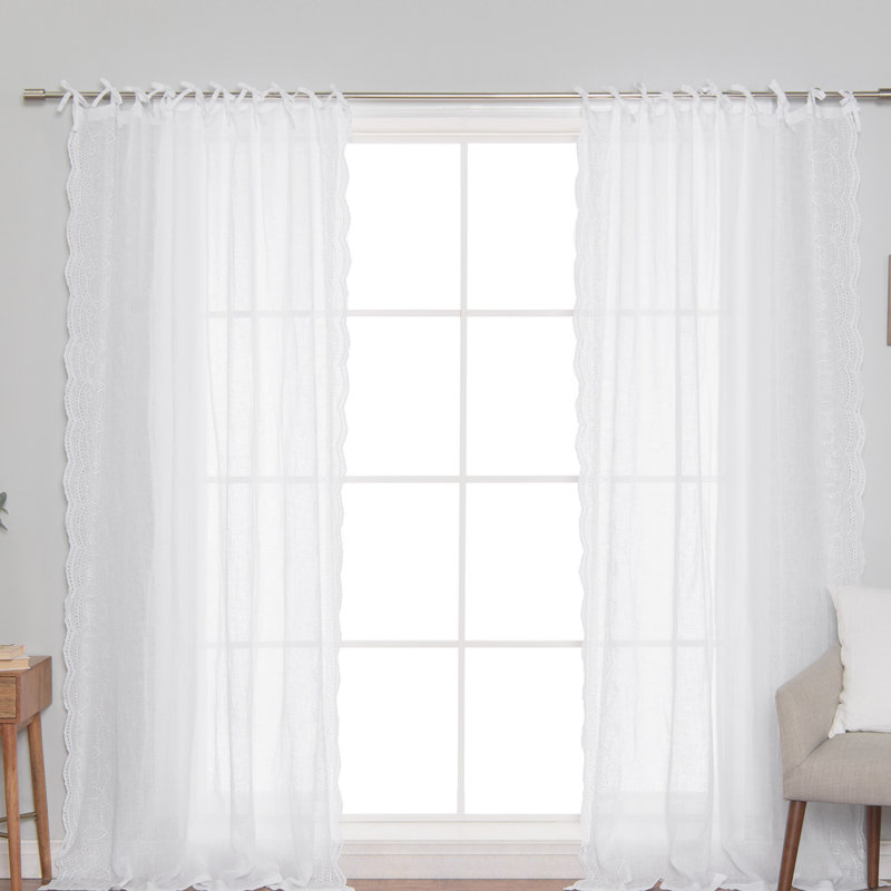 Natasha Sheer Curtain, 52" W x 96" L, White