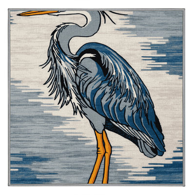 Washable Great Blue Heron Birds Area Rug