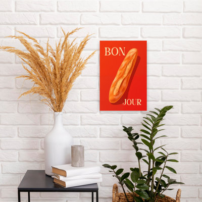 Art mural rétro classique Bonjour, baguette française