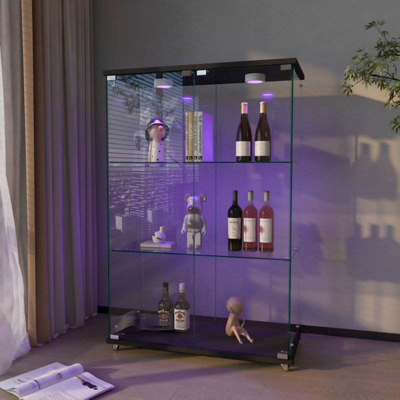 Vitrine moderne en verre avec lumières DEL