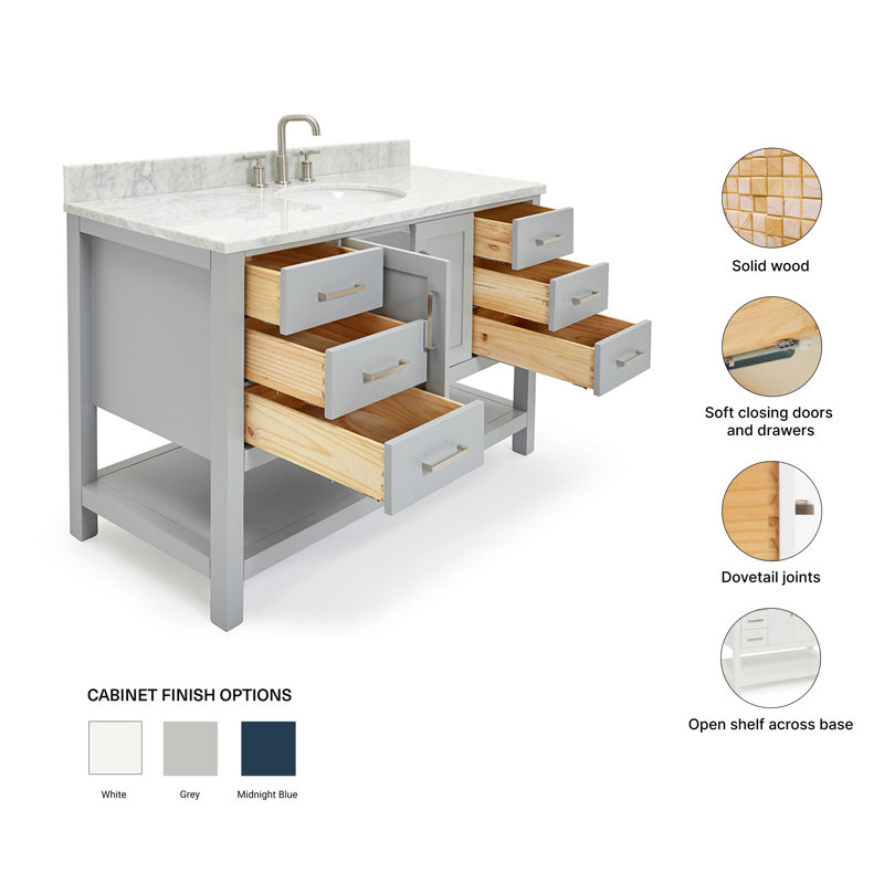Magnolia Bath Vanity Rectangular Basin S061SCW2R, Gray, Oval, 55"