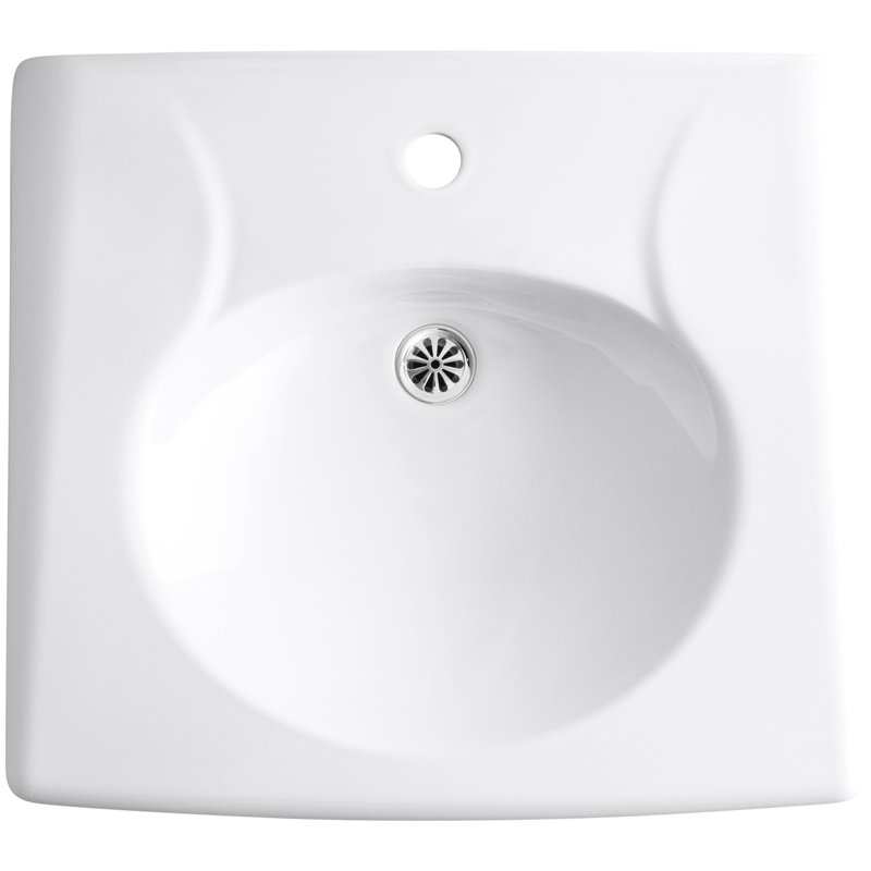 Brenham Ceramic 22" Wall Mount Bathroom Sink, White, Single