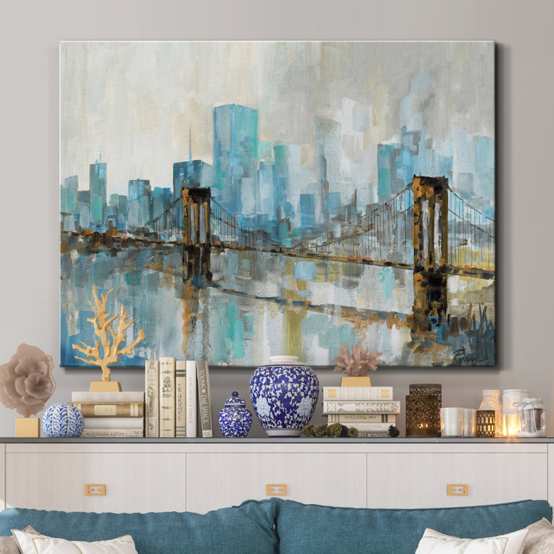 " Teal City Shadows ", 48" H x 36" W x 1" D