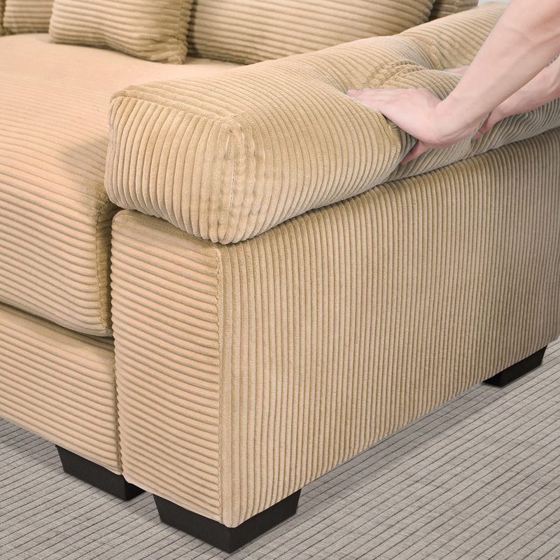 Oversized Corduroy Armchair  With Ottoman, Camel