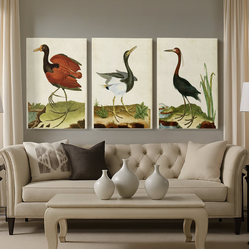 Heron Portrait IV - Toile tendue avec châssis sur mesure - 3 pièces, H 12 po x l 24 po