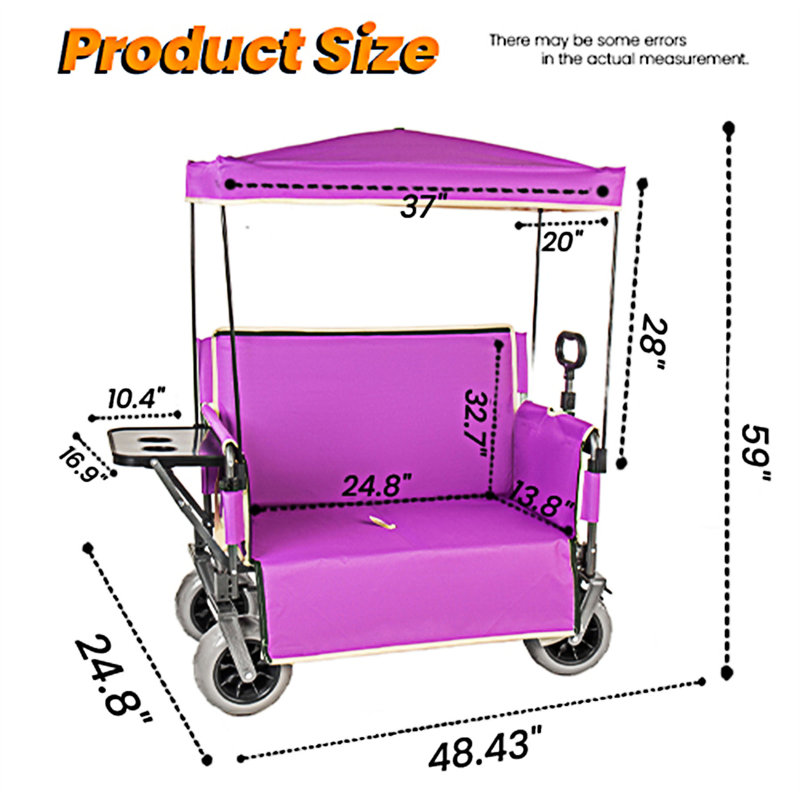 Chariot convertible pour chariot pliant avec auvent, Purple