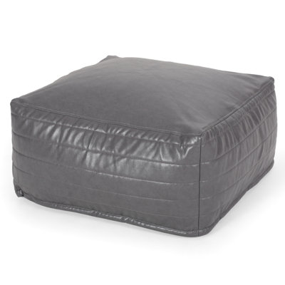 Pouf en similicuir gris Fashion - ou coussin de sol 24 po x 24 po x 12 po, limite de poids de 200 lb, décoratif, nettoyage des taches indispensable pour le coussin, capacité de 200 lb, accessoire décoratif, seulement essentiel