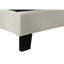 Lit, grand lit, tapissier, aspect lin beige, pieds en bois noir, transitionnel