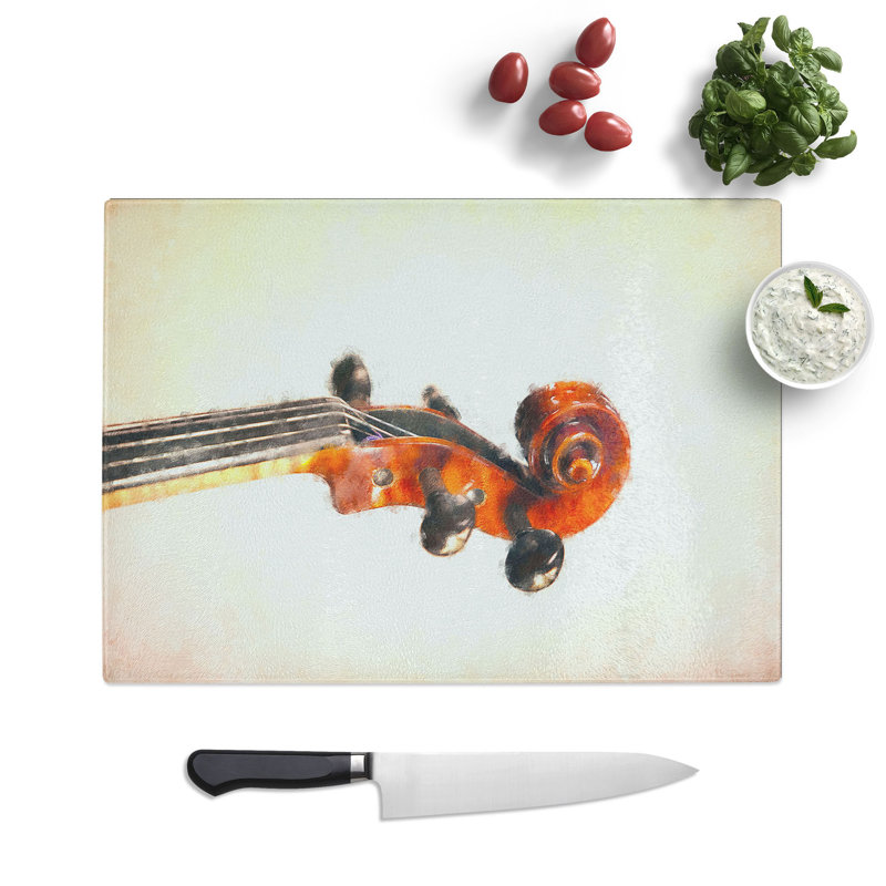 Tempered Glass the Scroll of a Violin Chopping Board, 28.5 cm x 39 cm