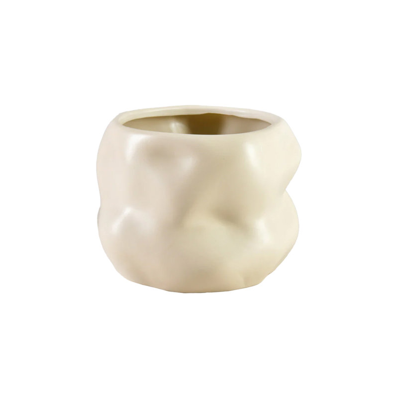Orren Ellis Ceramic Sculptural Vase, Modern Organic Vase For Home, Event Decor, Table Centerpiece, Or Gifting - Perfect For Fresh Or Dried Flowers, 6.5" Diameter & 5" Tall