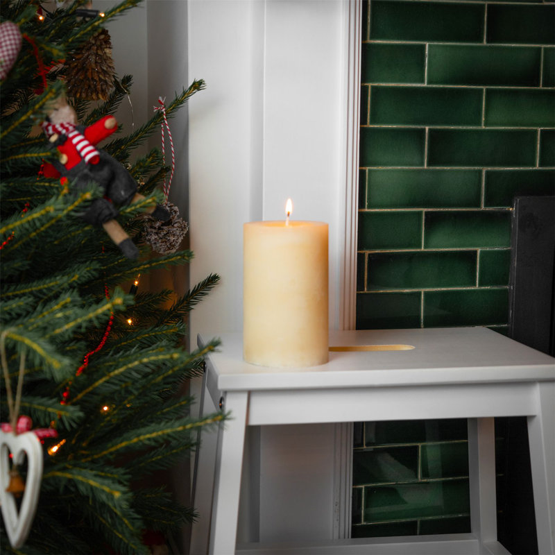 Nicola Spring - Round Vanilla Pillar Candles - Cream, 14.5cm H x 9cm W x 9cm D