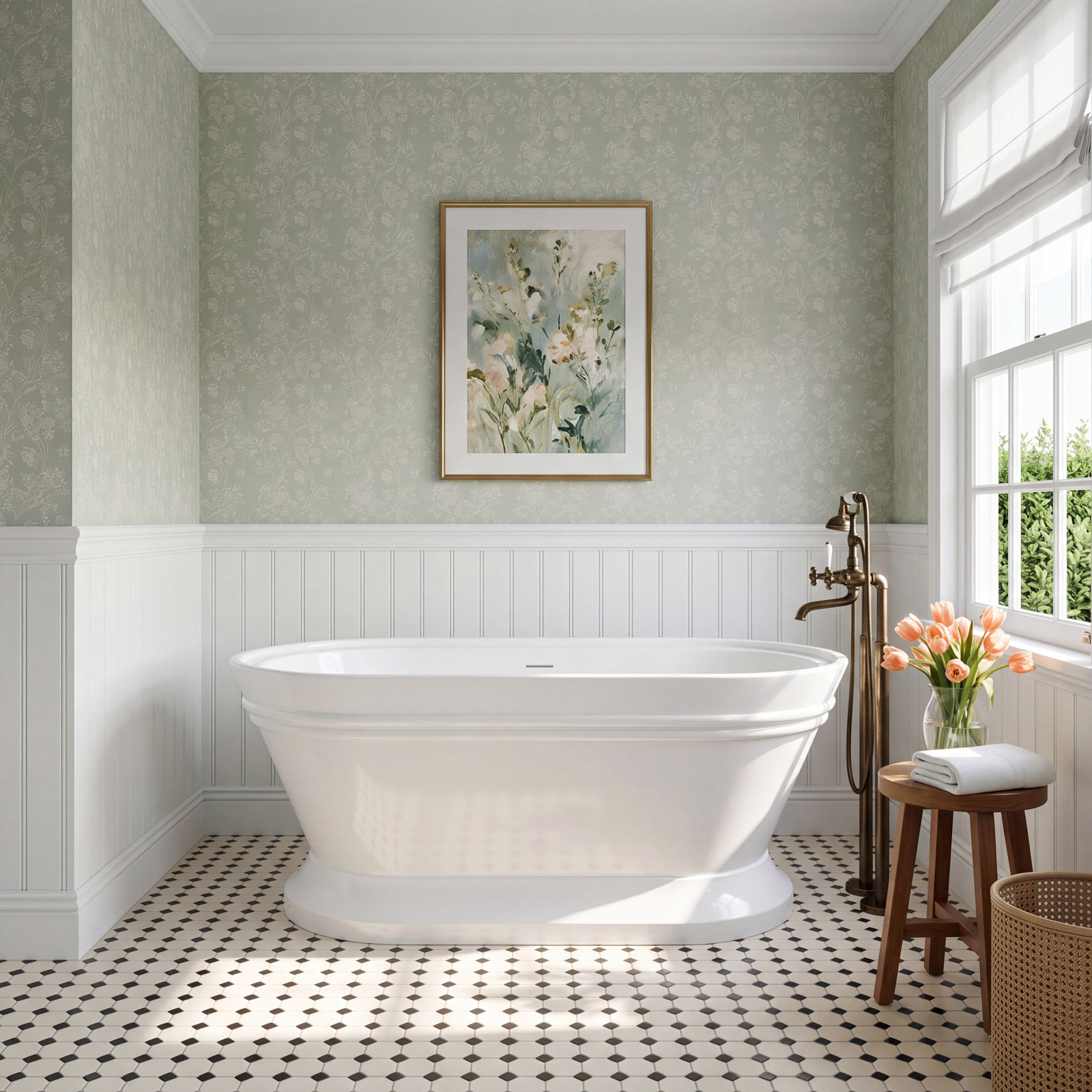 Athena 59" Freestanding Soaking Acrylic Bathtub, White/Integrated Overflow