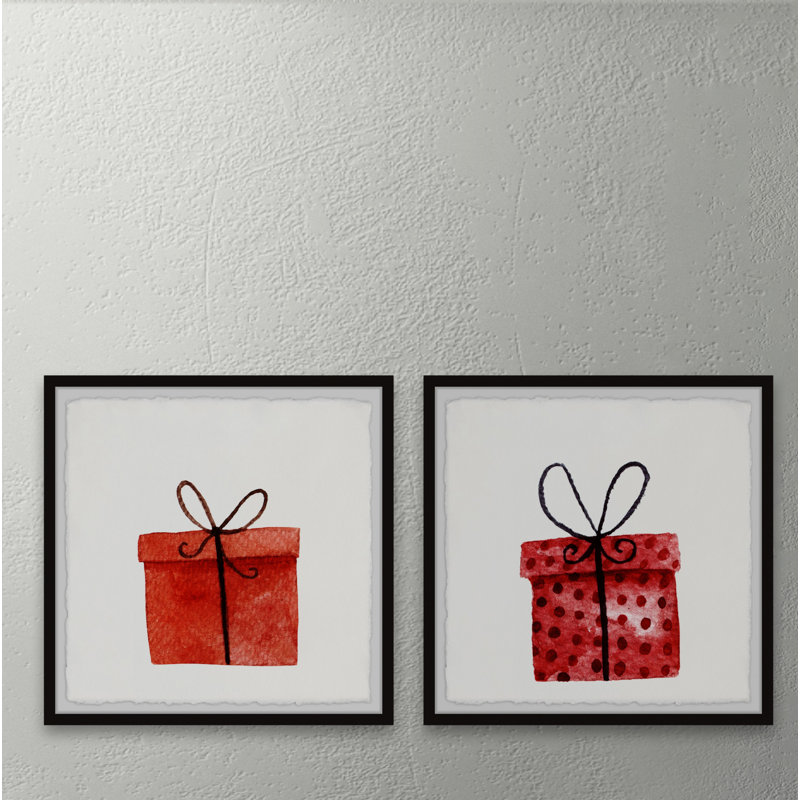 Chatman Chatman Red Gift Boxes - 2 Piece Single Picture Frame Painting, 61cm H x 122cm W x 3.81cm D
