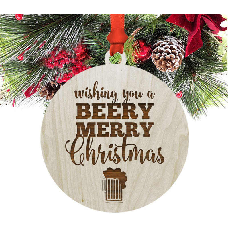 Bois «je vous souhaite un ornement beery joyeux noël»