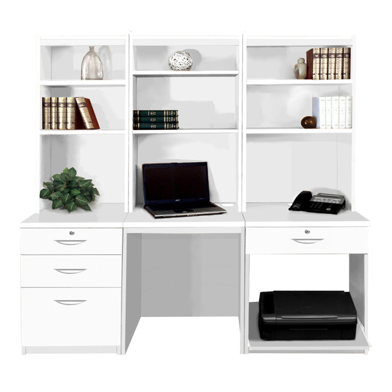 Brely 6 Piece Computer Desk Office Set, White