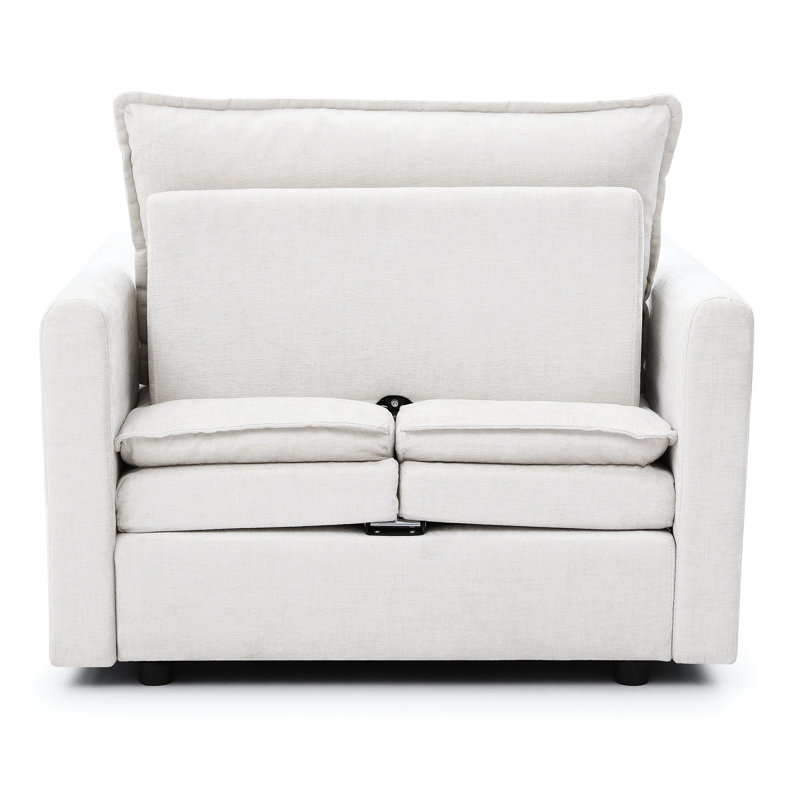 Lit simple en chenille avec lit de nuit moderne et confortable, fauteuil rembourré beige, chaise longue assortie en tissu teinté pour faire la sieste, espace confortable et décoratif
