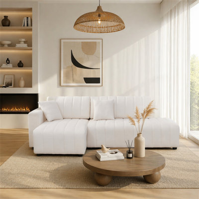 Wool Left Facing Sectional Sofa With Chaise