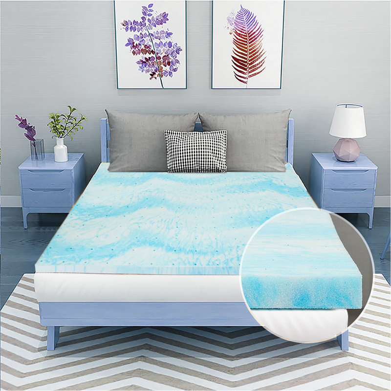 Bothwell Alwyn Home Mattress Topper Full - 3 Inch Memory Foam Cooling Gel Swirl Infused Bed Topper for Back Pain,, Twin