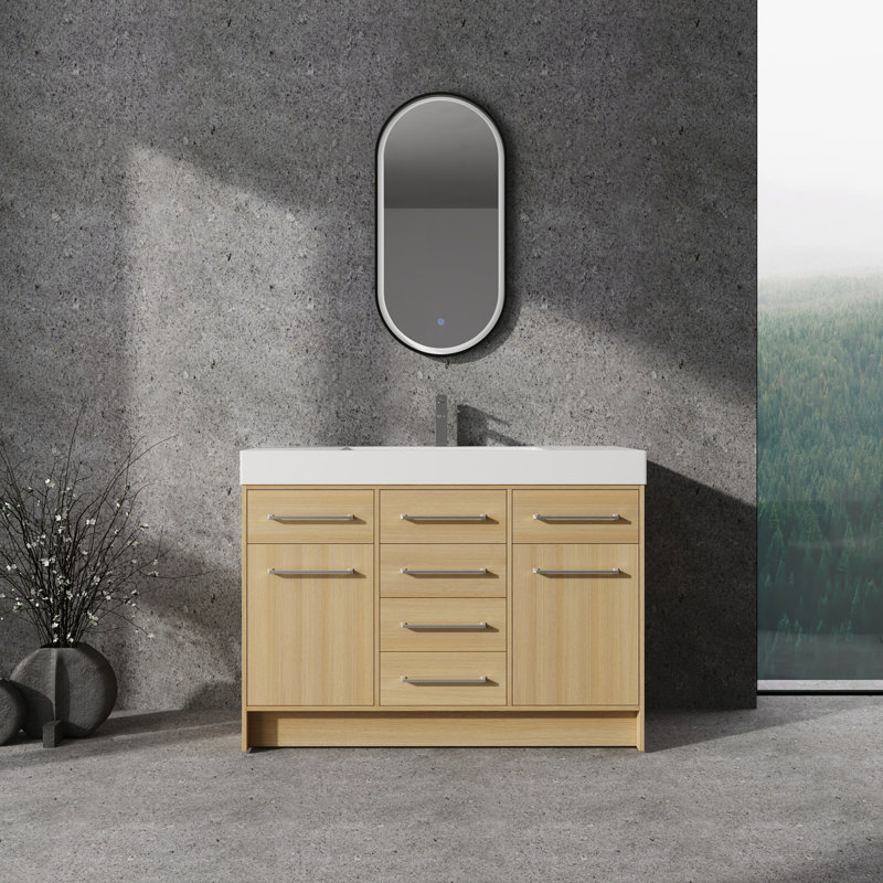 Meuble-lavabo autoportant avec lavabo en résine
