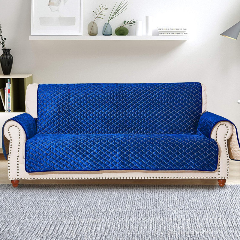 Housse antidérapante pour canapé (68/78 po), Bleu marine 100% polyester, H 75,5 po x l 134 po x P 78 po