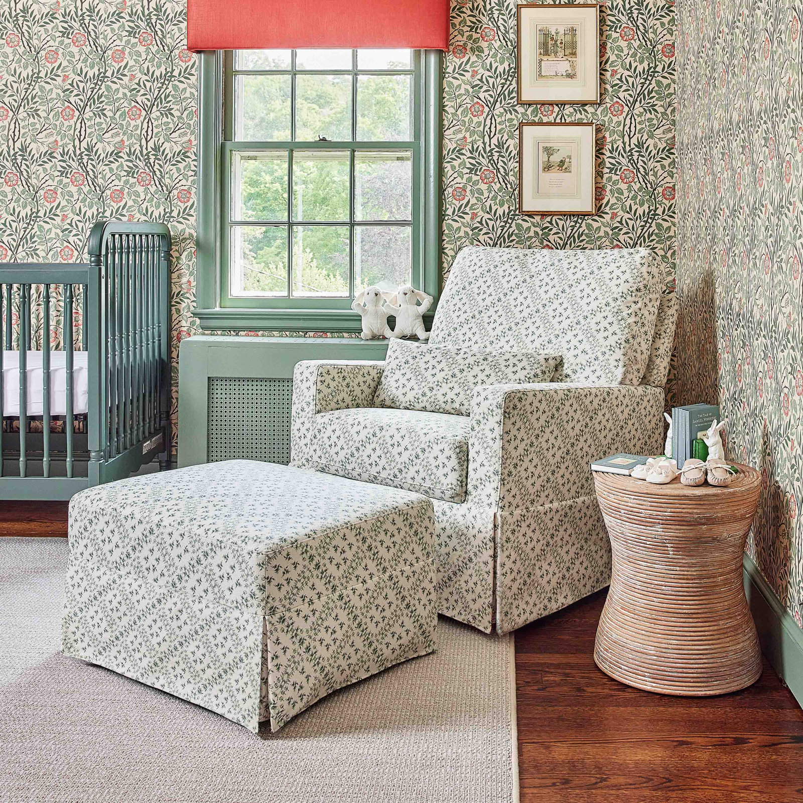 Crawford Upholstered Swivel Glider, Green