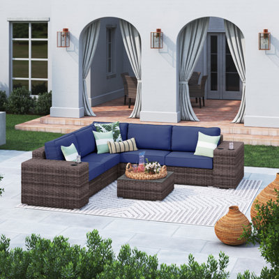 Tonioni Resort Grade Fully Assembled 8 Piece Sunbrella Sectional Seating Group