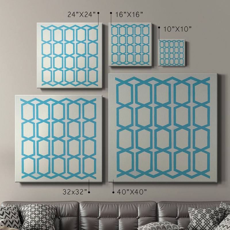 Motif bleu - Toile tendue avec châssis de qualité supérieure - prête à être accrochée