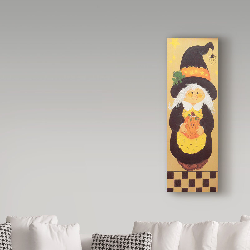 «Witch and Pumpkin», art sur toile, H 32 po x l 10 po x P 2 po