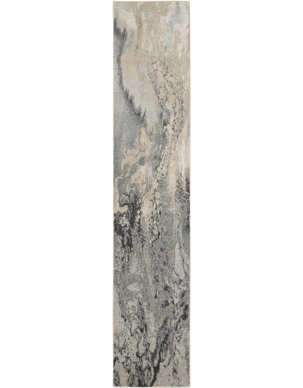 Tapis gris contemporain Ashli, Tapis de couloir 2 pi 2 po x 12 pi